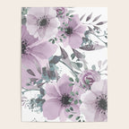 Floral Watercolor, Purple and Gray Poster Gallery Image 4