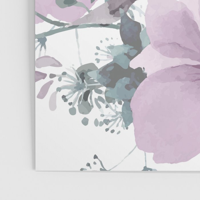 Floral Watercolor, Purple and Gray Poster Gallery Image 3