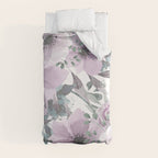 Floral Watercolor, Purple and Gray Duvet Cover Gallery Image 9
