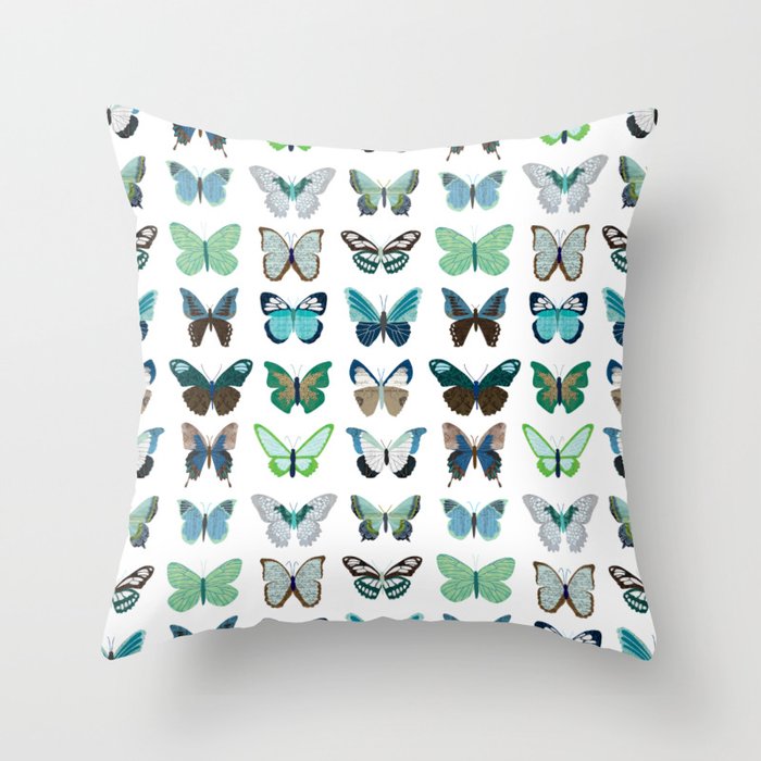 Green and Blue Butterflies Throw Pillow Gallery Image 6