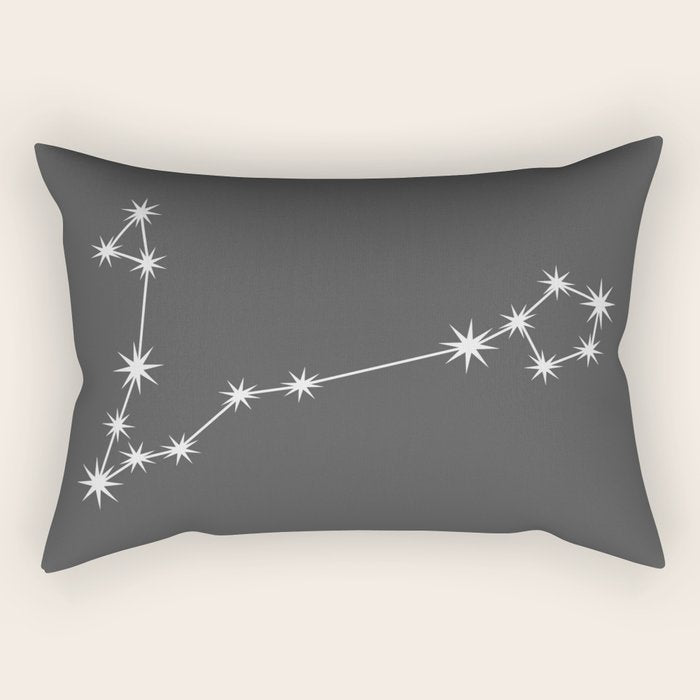 Pisces Zodiac Star Constellation Line Art Grey Rectangular Pillow Gallery Image 2