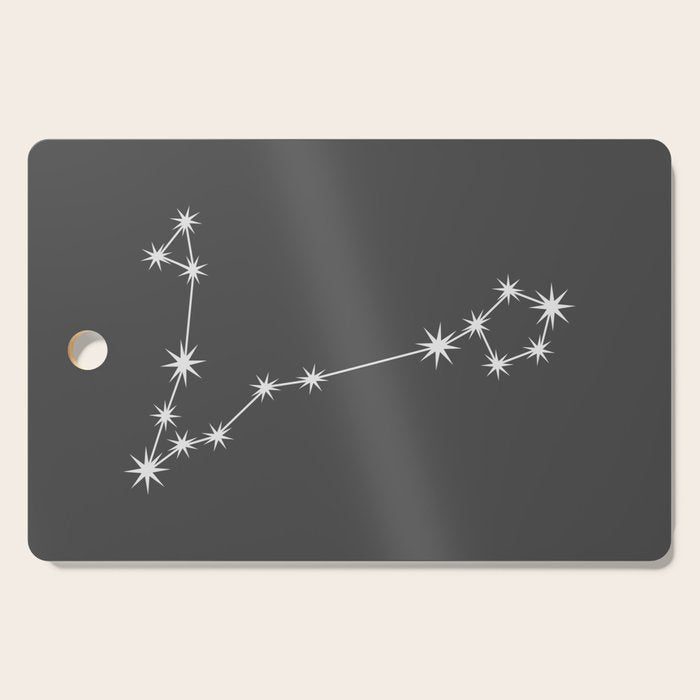 Pisces Zodiac Star Constellation Line Art Grey Cutting Board Gallery Image 1