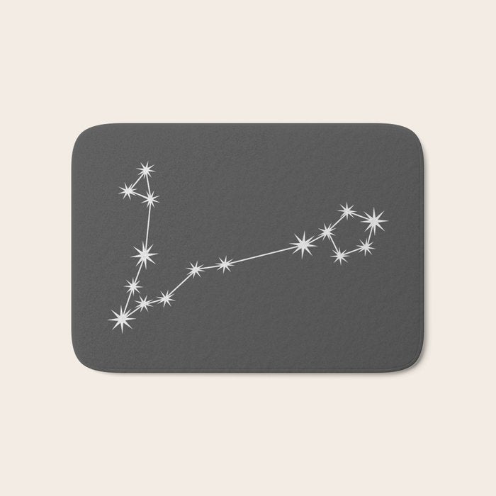 Pisces Zodiac Star Constellation Line Art Grey Bath Mat Gallery Image 1