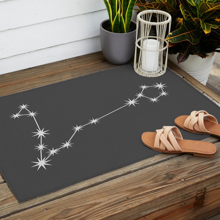 Pisces Zodiac Star Constellation Line Art Grey Outdoor Rug Gallery Image 2