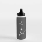 Pisces Zodiac Star Constellation Line Art Grey Water Bottle Gallery Image 3