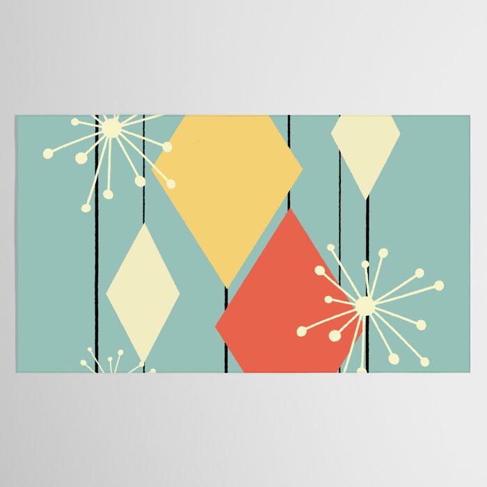 Mid Century Modern Diamonds 1960s colors Tablecloth Gallery Image 2
