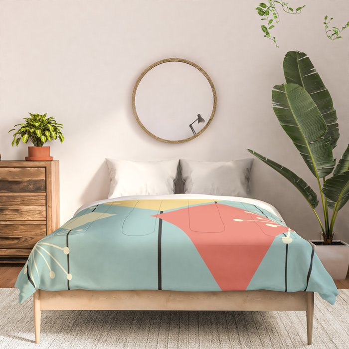Mid Century Modern Diamonds 1960s colors Comforter Gallery Image 3