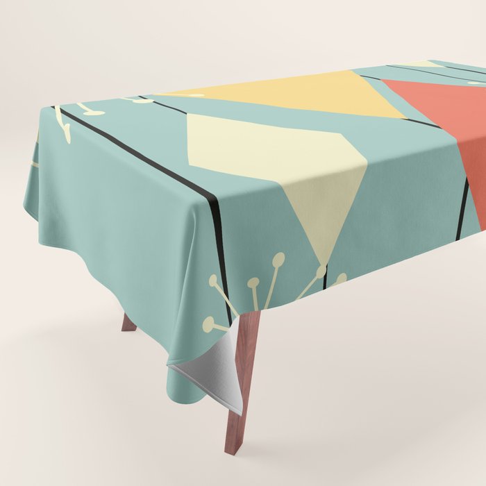 Mid Century Modern Diamonds 1960s colors Tablecloth Gallery Image 1