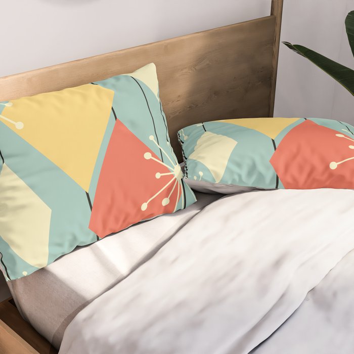 Mid Century Modern Diamonds 1960s colors Pillow Sham Gallery Image 2