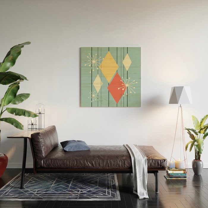 Mid Century Modern Diamonds 1960s colors Wood Wall Art Gallery Image 2