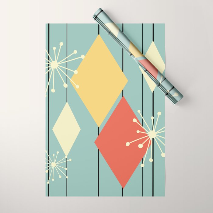 Mid Century Modern Diamonds 1960s colors Wrapping Paper Gallery Image 1