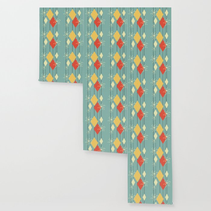 Mid Century Modern Diamonds 1960s colors Wallpaper Gallery Image 3