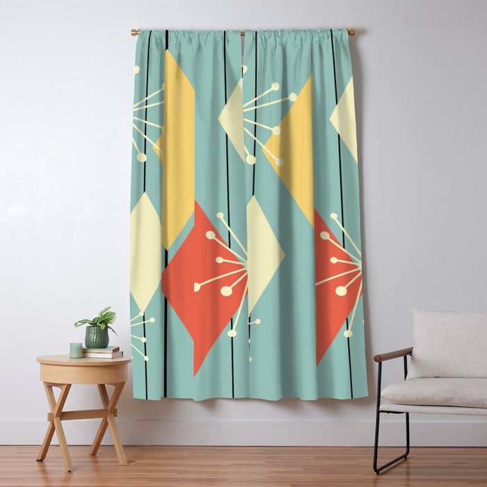Mid Century Modern Diamonds 1960s colors Window Curtain Gallery Image 5