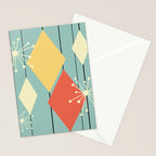 Mid Century Modern Diamonds 1960s colors Stationery Card Gallery Image 2