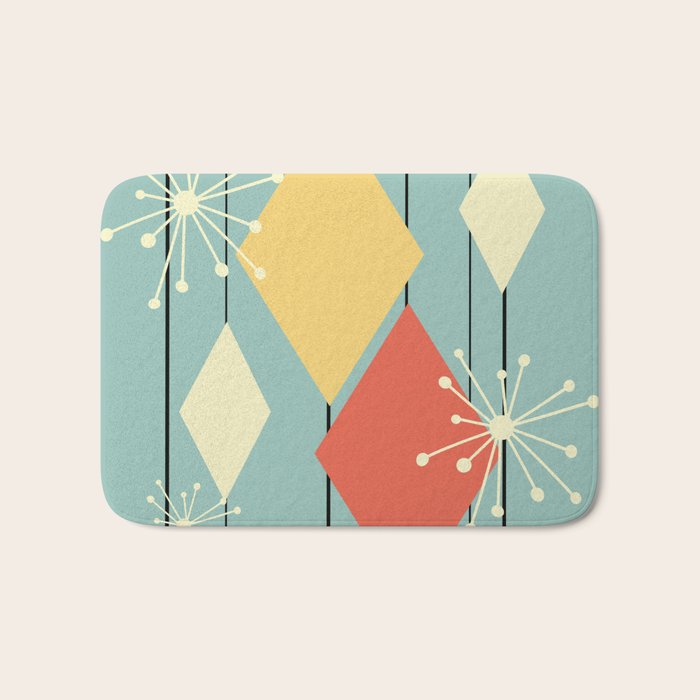 Mid Century Modern Diamonds 1960s colors Bath Mat Gallery Image 1