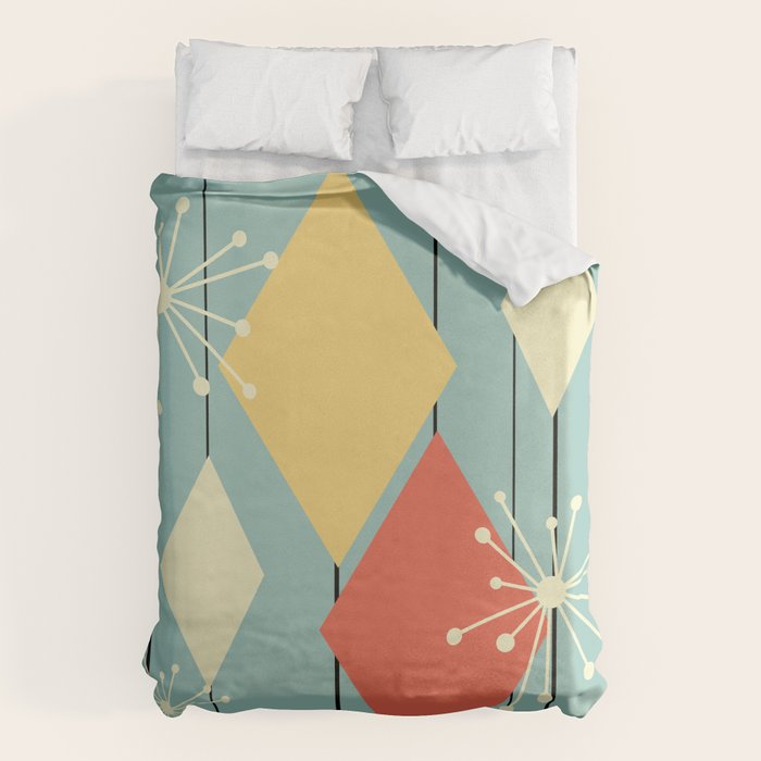 Mid Century Modern Diamonds 1960s colors Duvet Cover Gallery Image 1