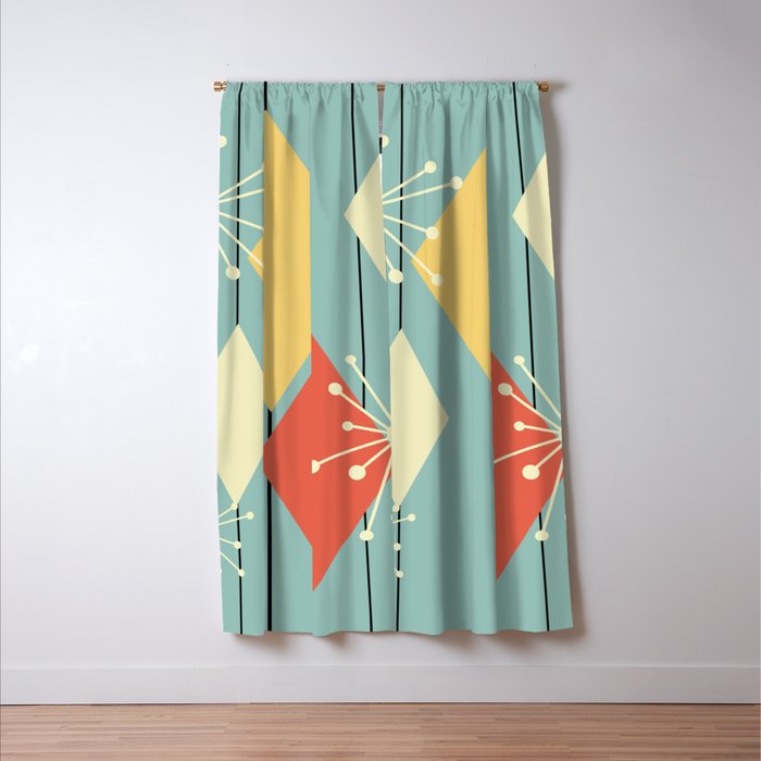 Mid Century Modern Diamonds 1960s colors Window Curtain Gallery Image 3
