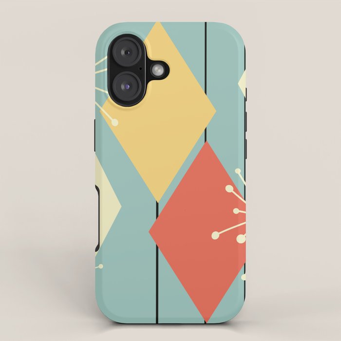 Mid Century Modern Diamonds 1960s colors iPhone Case Gallery Image 1