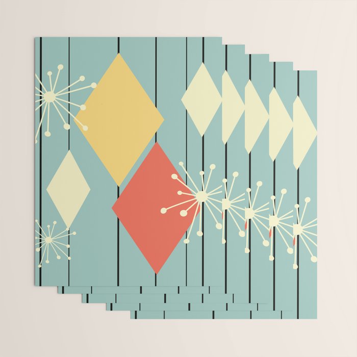 Mid Century Modern Diamonds 1960s colors Wrapping Paper Gallery Image 3