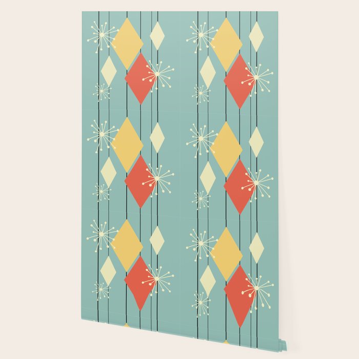 Mid Century Modern Diamonds 1960s colors Wallpaper Gallery Image 2