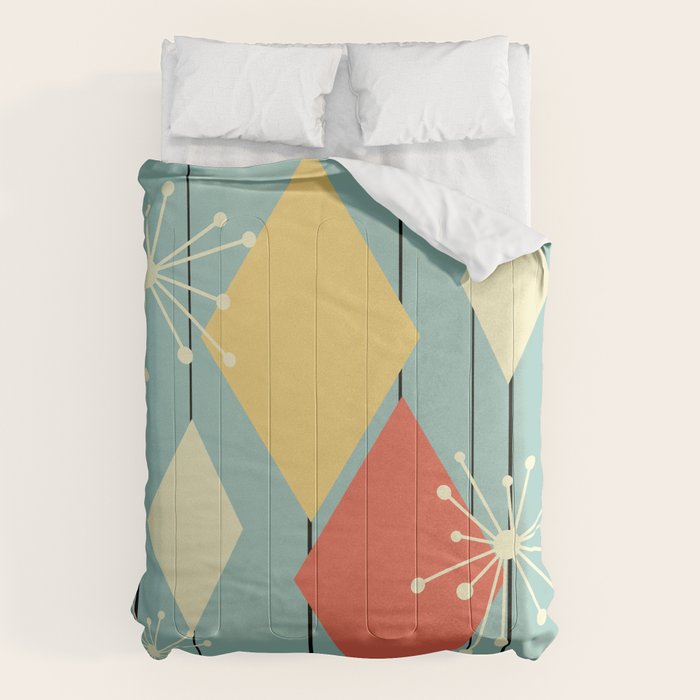 Mid Century Modern Diamonds 1960s colors Comforter Gallery Image 6