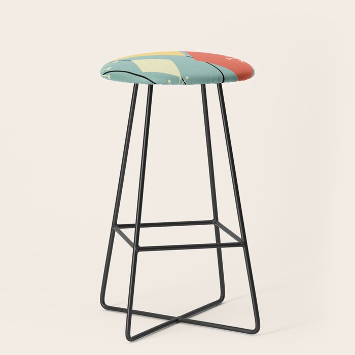 Mid Century Modern Diamonds 1960s colors Stool Gallery Image 1