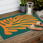 Pine Green & Tangerine: Matisse Paper Cutouts 01 Outdoor Rug Gallery Image 2