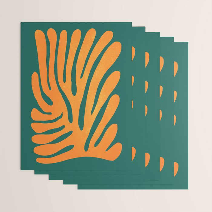 Pine Green & Tangerine: Matisse Paper Cutouts 01 Wrapping Paper Gallery Image 3