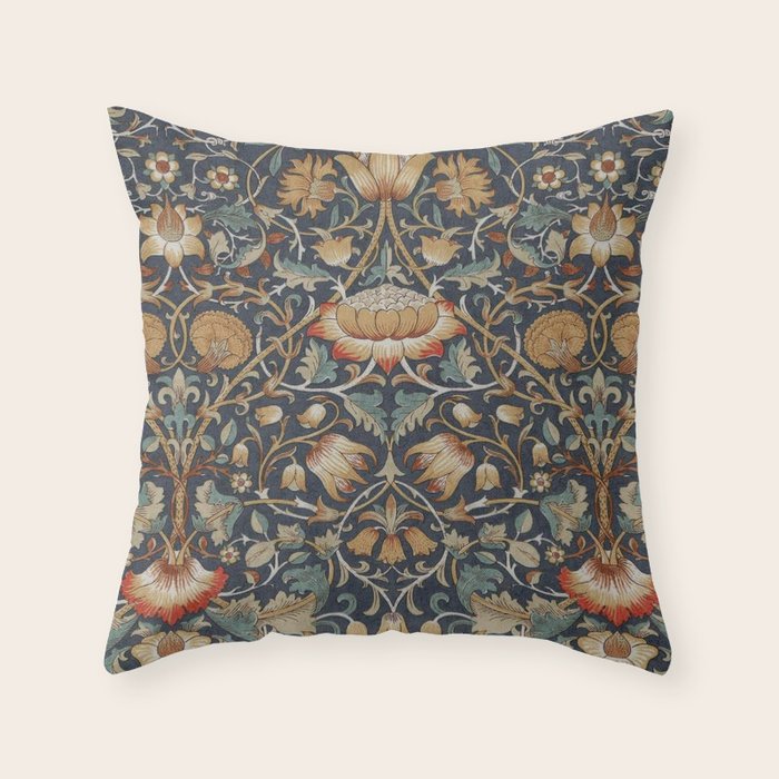 William Morris Vintage Lodden Autumn  Throw Pillow Gallery Image 1