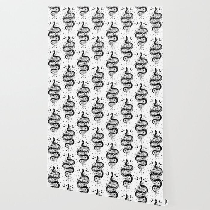 Serpent Spell -Black and White Wallpaper Gallery Image 2