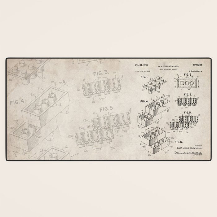 Legos Patent - Legos Brick Art - Antique Desk Mat Gallery Image 3