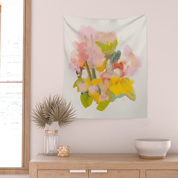 floral abstract spring bouquet Wall Tapestry Gallery Image 2