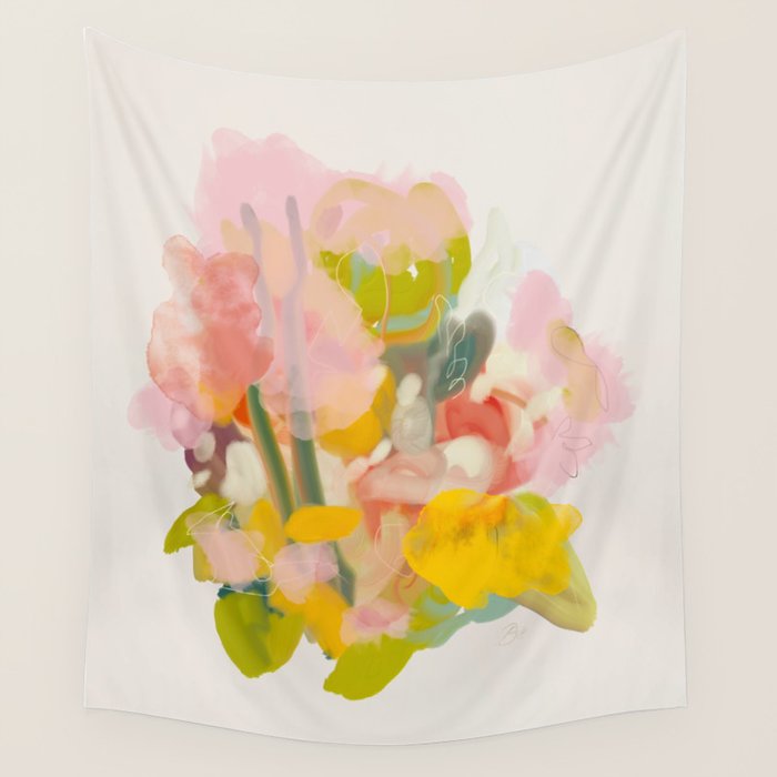 floral abstract spring bouquet Wall Tapestry Gallery Image 1