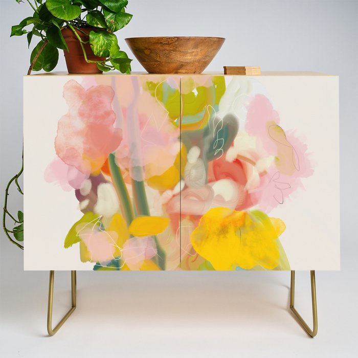 floral abstract spring bouquet Credenza Gallery Image 1