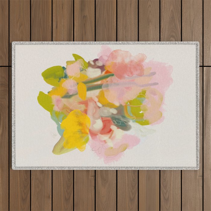 floral abstract spring bouquet Outdoor Rug Gallery Image 1
