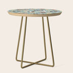 Cows and Flowers on Country Blue, Yellow Flowers, Cow Floral, Pink Flowers Side Table Gallery Image 1