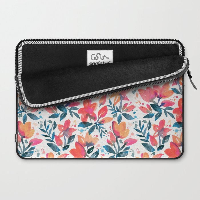 Flourishing Florals - Pink & Teal Laptop Sleeve Gallery Image 2