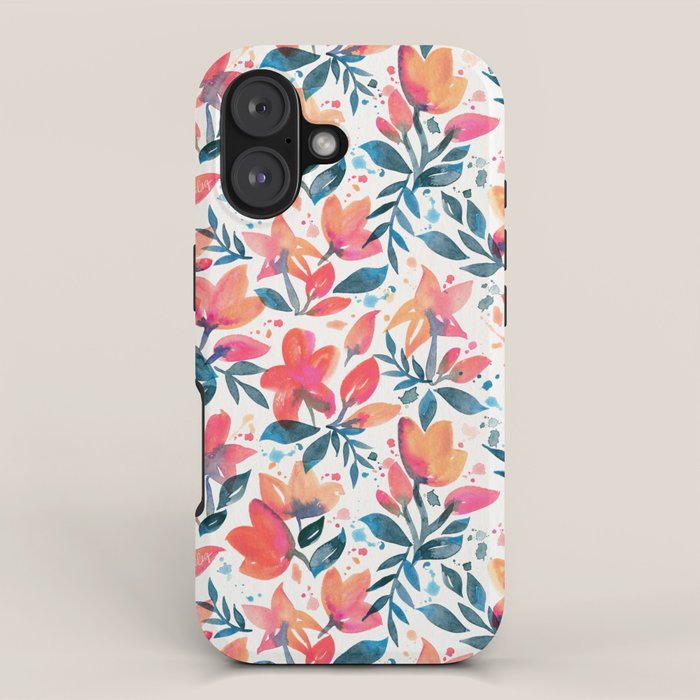Flourishing Florals - Pink & Teal iPhone Case Gallery Image 1