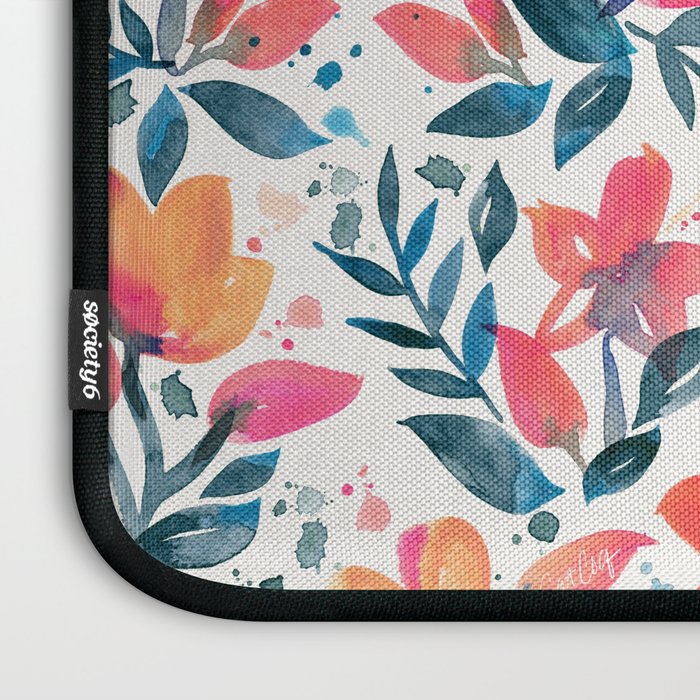 Flourishing Florals - Pink & Teal Laptop Sleeve Gallery Image 3