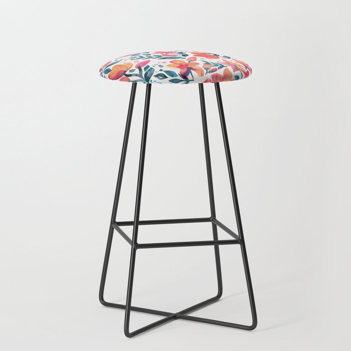Flourishing Florals - Pink & Teal Stool Gallery Image 1