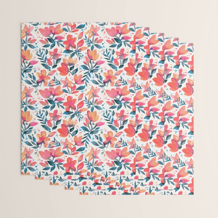 Flourishing Florals - Pink & Teal Wrapping Paper Gallery Image 3