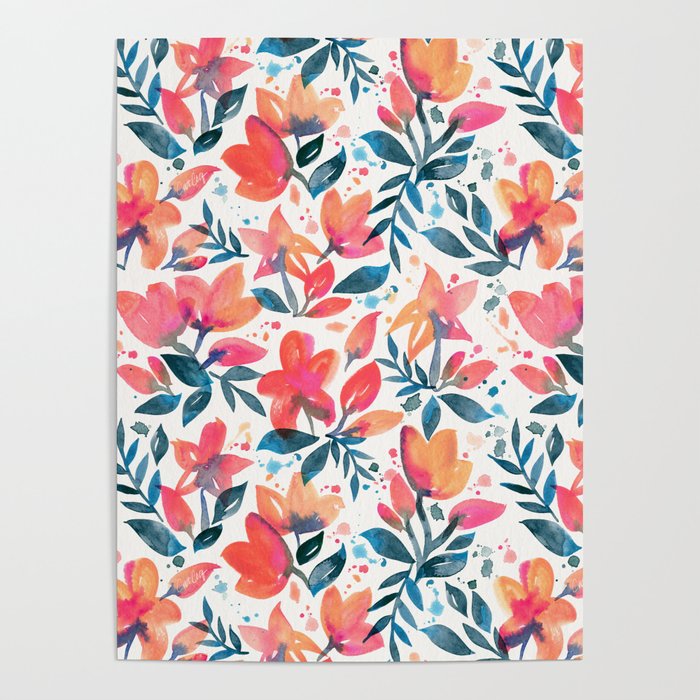Flourishing Florals - Pink & Teal Poster Gallery Image 4