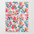 Flourishing Florals - Pink & Teal Poster Gallery Image 4