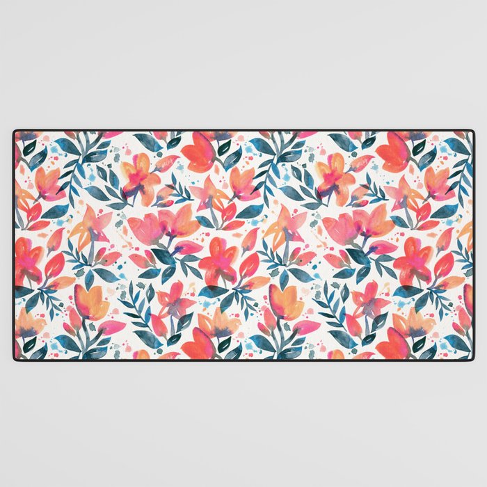 Flourishing Florals - Pink & Teal Desk Mat Gallery Image 3