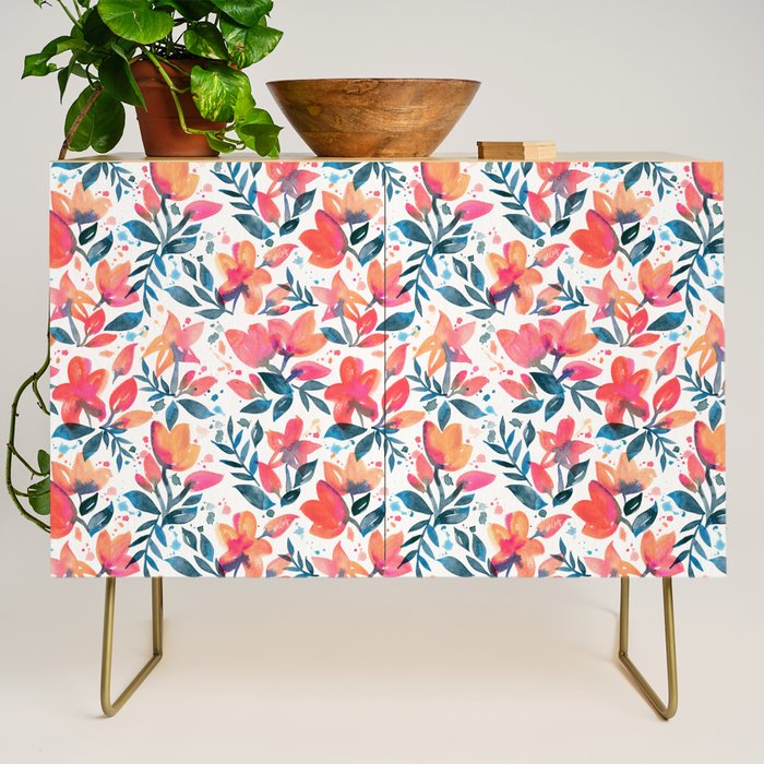 Flourishing Florals - Pink & Teal Credenza Gallery Image 1