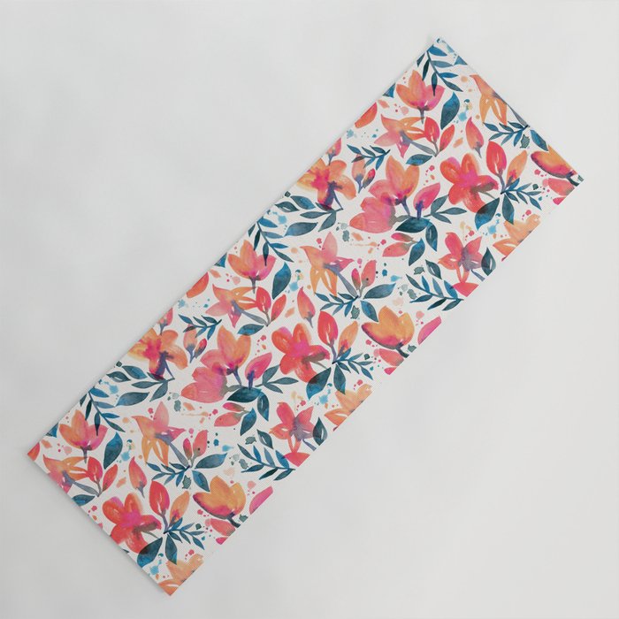 Flourishing Florals - Pink & Teal Yoga Mat Gallery Image 1