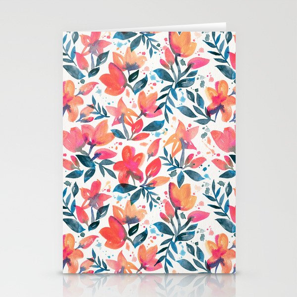 Flourishing Florals - Pink & Teal Stationery Card Gallery Image 2