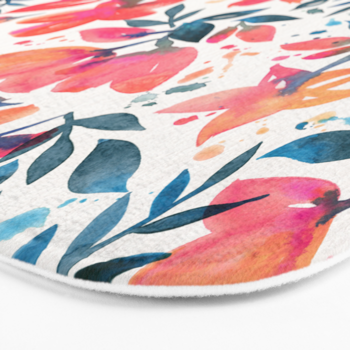 Flourishing Florals - Pink & Teal Bath Mat Gallery Image 3