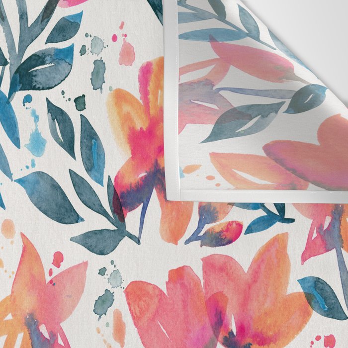 Flourishing Florals - Pink & Teal Wall Tapestry Gallery Image 3
