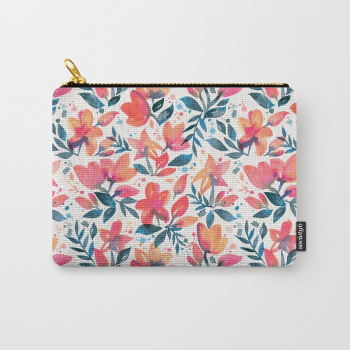 Flourishing Florals - Pink & Teal Carry All Pouch Gallery Image 1